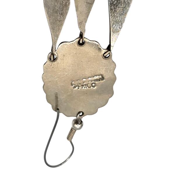 Alpaca Taxco Mexico Necklace Earrings Set Turquoise Inlay As Found Unpolished - Picture 8 of 15